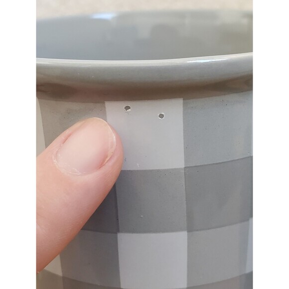 Place Time Mug Gray Plaid Coffee Cup Tea Time Cozy 16 oz NWT Factory FLAW - Picture 5 of 6